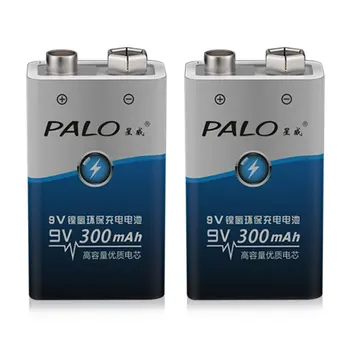 

PALO 2pcs/set 6F22 006p Batttery 9V NI-MH 300mah Battery Environmentally Friendly Rechargeable Batteries for Alarm Toys etc