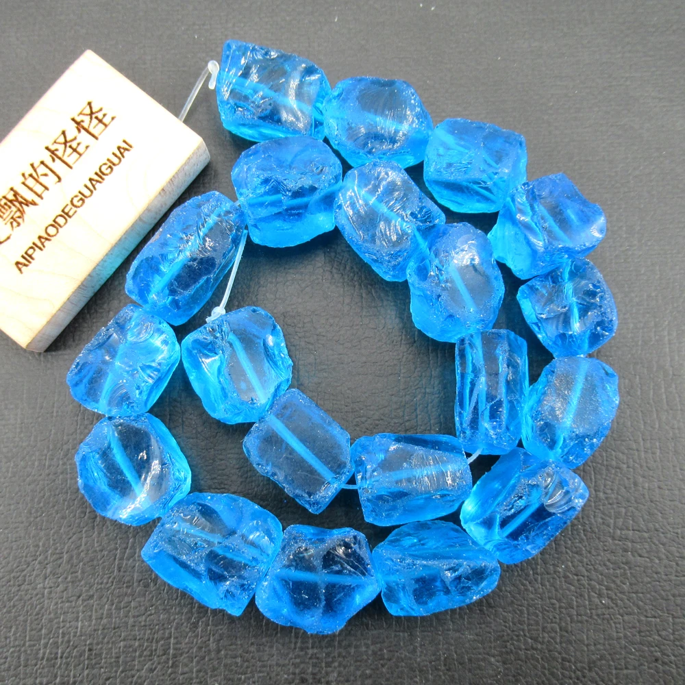 Natural de Vidro Apdgg Profundo Azul Quartzo Áspero Nugget Solta Contas 15.5 Jóias Fazendo Diy 6 Cheap Componentes p joias