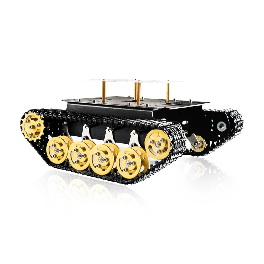 SZDOIT TS100 Metal Tracked RC Robot Tank Chassis Kit with Acrylic Board, Robot Arm Can be Directly Mounted on the Car High Torqu