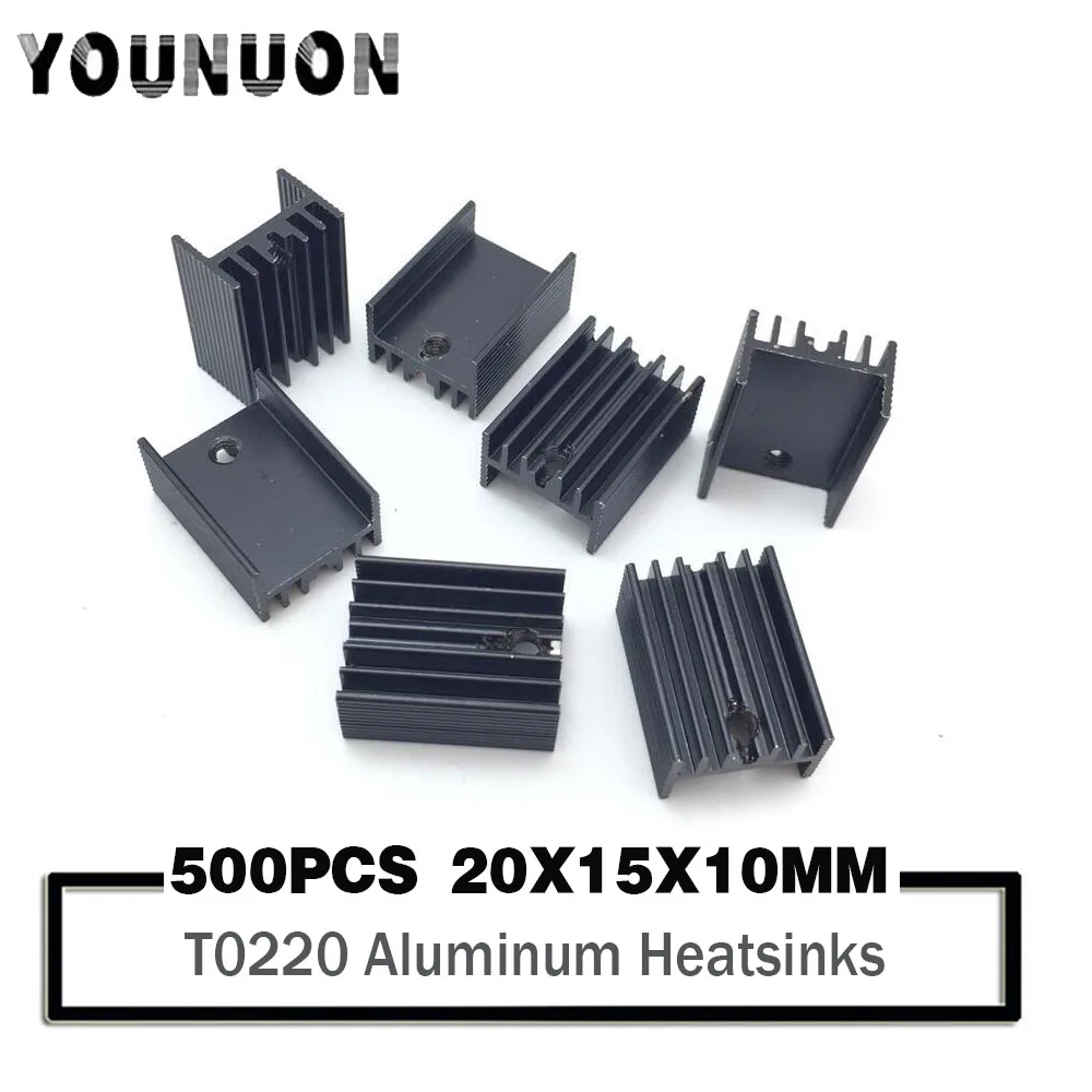 

500 шт. YOUNUON T0220 20x15x1 мм алюминиевый радиатор охлаждающий плавник для VGA ОЗУ шаговый Драйвер MOSFET транзистор IC