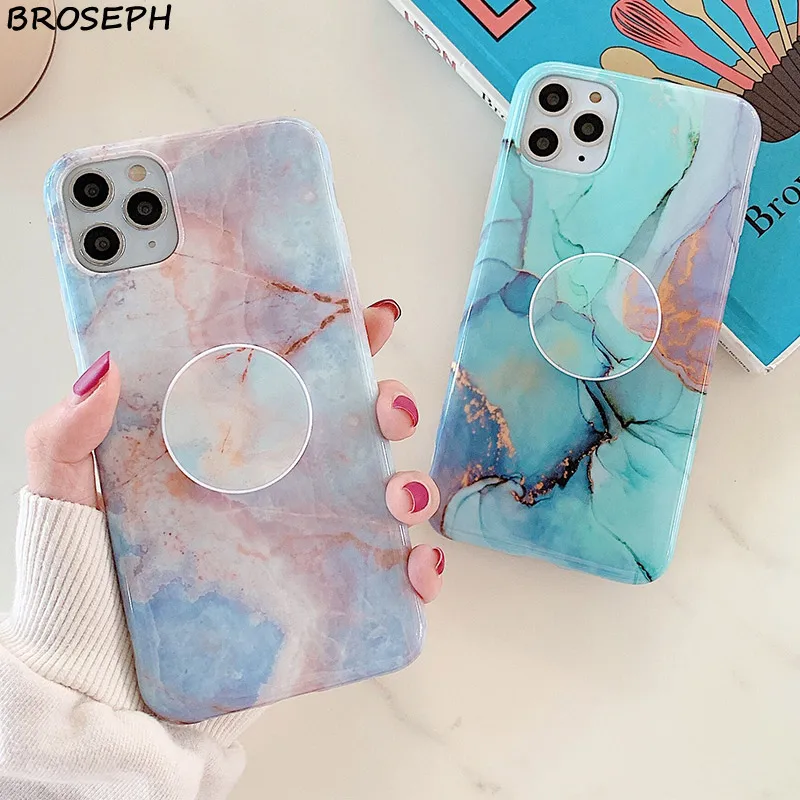 Светло-голубой мраморный чехол для телефона iPhone 11 Pro Max мягкий силиконовый с