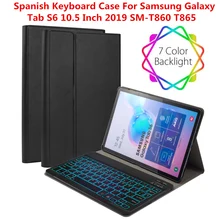 Цветной чехол с испанской клавиатурой с подсветкой для samsung Galaxy Tab S6 10,5 дюймов T860 T865 чехол с откидной подставкой кожаный чехол с клавиатурой