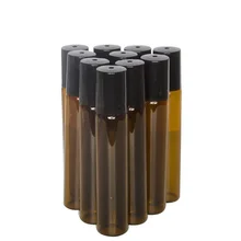 5/10ml Portable Amber Glass Roller Rollerball Essential Oil Bottles Mist Container Travel Refillable Bottle Transparent Brown