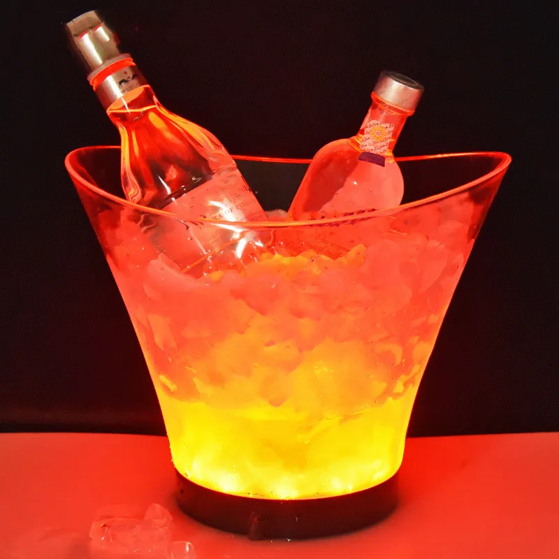 7 Colors LED Light Ice Bucket Champagne Wine Drink Beer Ice Cooler Bar Party 5L 
