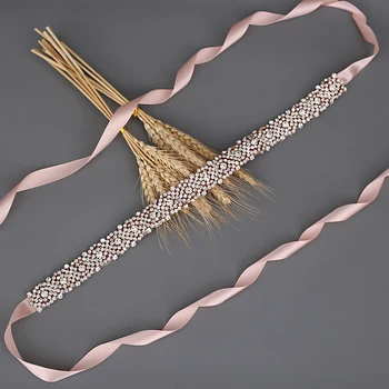 

TOPQUEEN Rose Gold Bridal Sash Rhinestone Dress Belt Women Dress Belts Belts for Wedding Dresses Bridesmaid Dress Rose S28B-RG
