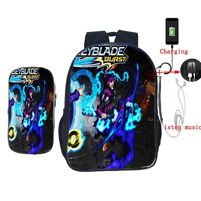 Beyblade usb зарядка школьная сумка 2 шт./компл. рюкзак для подростков мальчиков и девочек дорожные сумки на плечо детская книга Mochila с коробкой для ручек