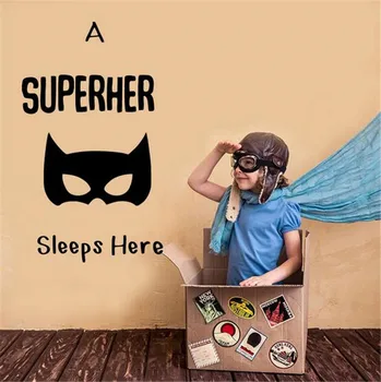 

A Super Hero Sleeps Here Batman Wall Stickers Vinyl Decal for kids Children's Sticker Nursery Room Home Decor