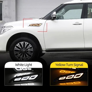 

Car Flashing 2Pcs LED Daytime Running Light For Infiniti QX80 2011-2017 Car Fender Side Lamp Turning Signal Light 12V DRL Bulb