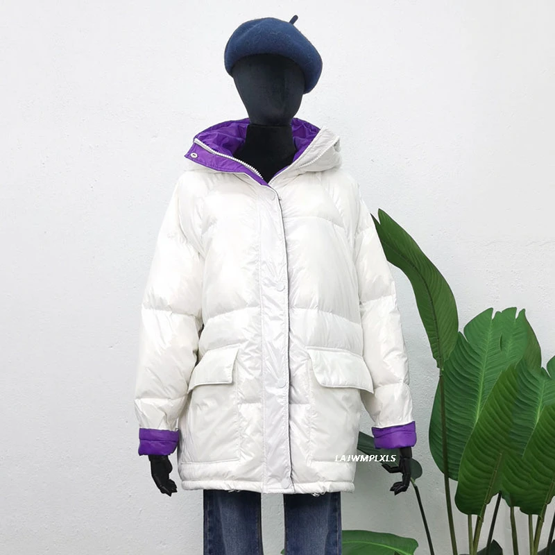 2020 90% White Duck Down Jacket Winter Bright Coat