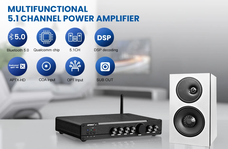 AIYIMA TPA3156 Bluetooth Subwoofer Amplifier 2.1 50Wx2+100W Digital Power Amplifier APTX HD 5.1 Home Theater COAX OPT DSP Amp karaoke amplifier