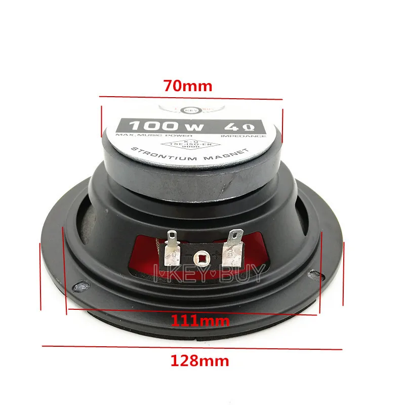 1pc 6.5" 5 Inch Car Full Range Speakers 4 Ohm Waterproof Red Injection Cone Foam Edge Loudspeaker DIY Hifi Sound Audio