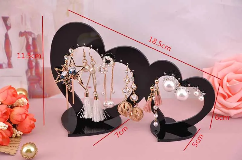 Fashion Acrylic Earring Display Necklace Stand Shelf Earring Holder Jewelry Organizer Necklace Showing Stand Earring Case - Цвет: Heart