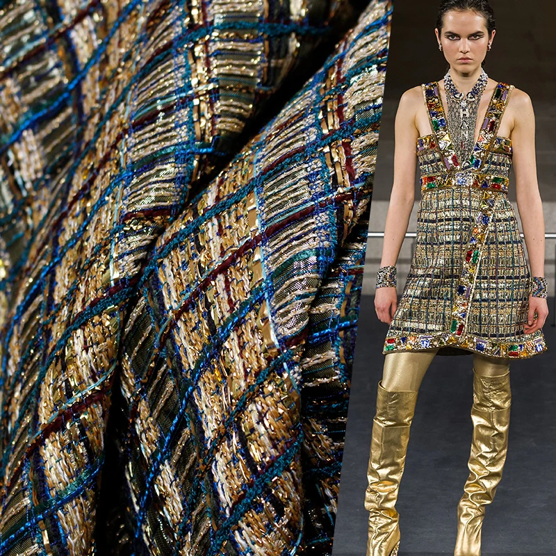 Ткань Франция золото бар Твид ткани осенний пиджак платье костюмы материалы для одежды текстиль швейная ткань метр