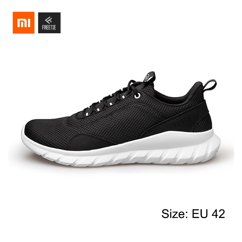 Xiaomi FREETIE 39-44 размера плюс MIJIA Мужская Спортивная обувь светильник Дышащие Трикотажные Городские кроссовки для бега для спорта на открытом воздухе - Цвет: Black 42