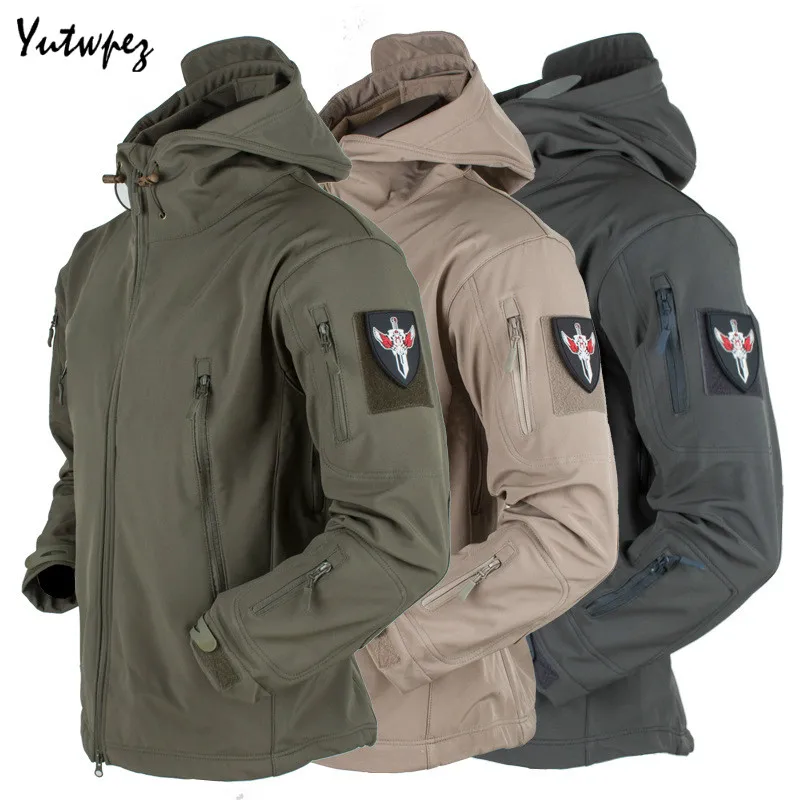 

Hunting Clothes Outdoor Shark Skin tad v4 Tactical millitary Softshell Jacket Suit Men Waterproof Combat Fleece Jacket male 2019