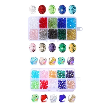 

300 Pcs Glass Beads, 8Mm 10 Color Faceted Beads & 400Pcs Romantic Jewelry Crystal Glass Beads 6Mm