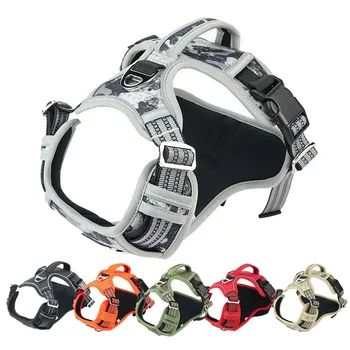 

1000D Oxford Cloth Reflective Service Dog Harness Pet Dog Vest with Vertical Handle Adjustable Dog Collars For Medium Big Dogs