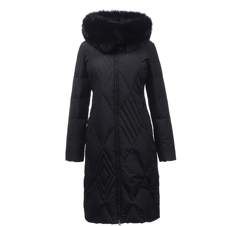 luxury Women Fur collar Down jacket Winter New arrival Large size Female Warm Coat Long Hooded Thick Outwear Elegant YNZZU 9O153 - Color: As picture show