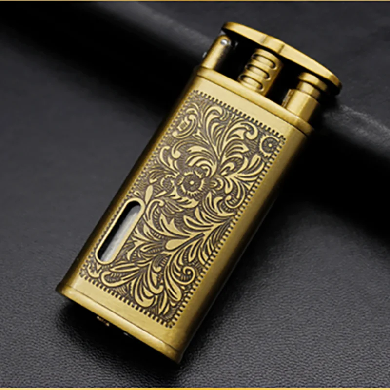 Brass Ретро газовая зажигалка фонарь легкие металлические зажигалки красное пламя мини турбо Зажигалки Курительные аксессуары сигары сигареты Зажигалка - Цвет: Brass
