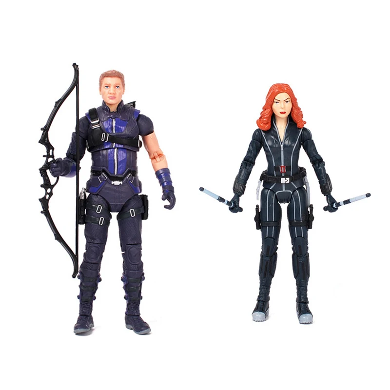 

2pcs/set Anime Marvel Avengers Super Hero Hawkeye Black Widow Kits PVC Collectible Action Figure Model Toys