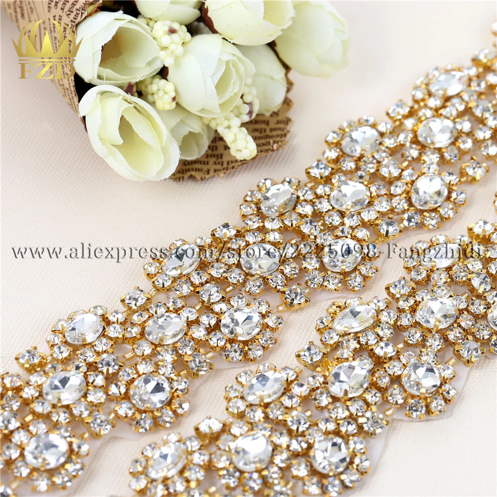 10 ярдов) горячей фиксации Щепка аппликация из хрустальных страз с бисером и обрезки Свадебные платья или пояс для свадебного платья
