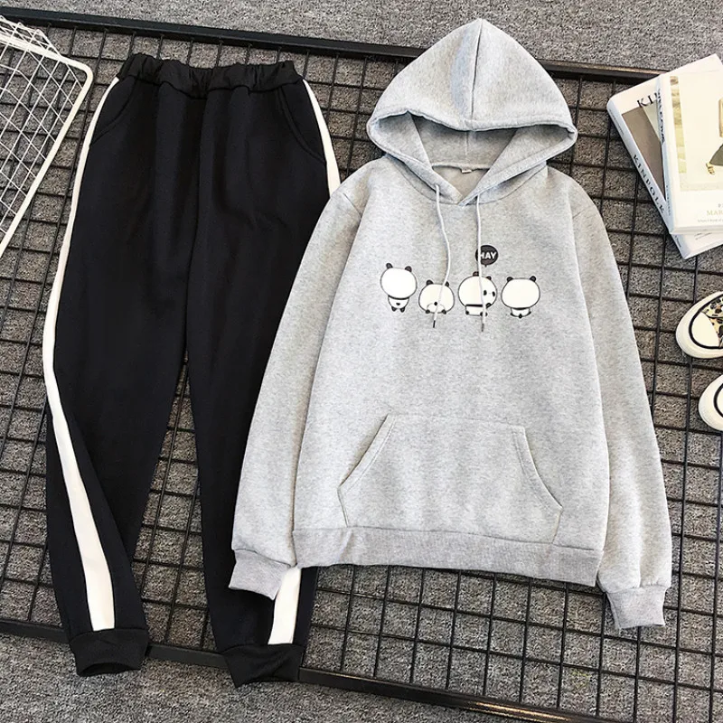 8 Color Tracksuit Sets Women 2 Piece Set Kawaii Hoodies Sweatshirts Top+drawstring Pants Matching Suit Female Winter Clothing