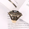 Kinel de lujo negro antiguo anillo para las mujeres aspecto Vintage cristal AAA joyas Boho de Color oro encanto étnico anillo de boda ► Foto 2/6