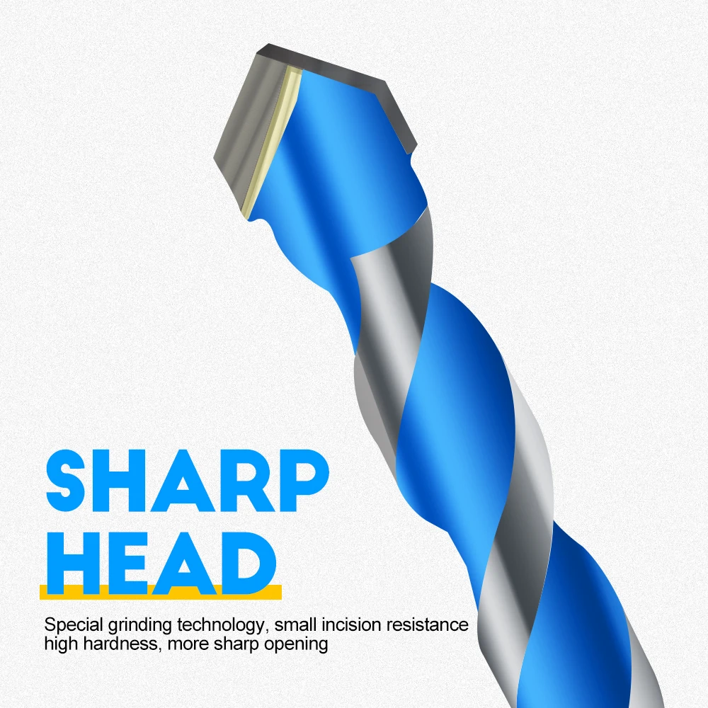 GUSIWU 5pcs 6pcs 7pcs Triangular-Overlord Handle Multifunctional Drill Bit Set Tungsten Steel Concrete Ceramic Drill Twist Drill