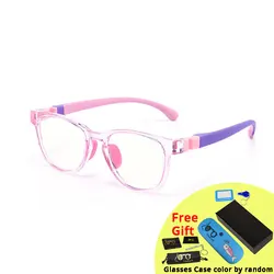 Youth Anti Blue Light Gaming Glasses - Protective TR90 Transparent Eyewear (Crystal Pink)