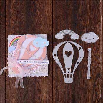

YaMinSanNiO Hot Air Balloon Letter Dies Metal Cutting Dies Clouds Scrapbooking for Card Making DIY Embossing Mold Craft Stencil