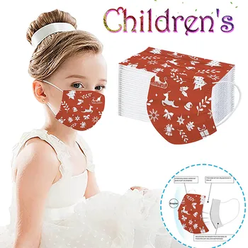 

Disposable Facemask For Kids Unisex Printed Christmas Masks 3-layer Melt Blown Cloth Mouth Cover Earhook Elastic Mascarilla