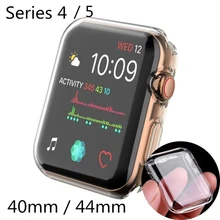 Чехол для Apple Watch, чехол 40 мм, 44 мм, серия 5, 4, мягкие, тонкие, из термополиуретана, ультратонкий прозрачный защитный чехол для экрана, аксессуары для ремешка