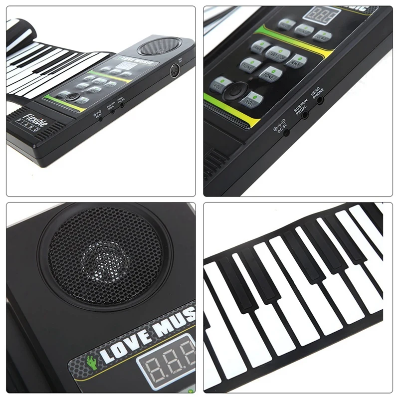 88 Key Electronic Piano Keyboard Silicon Flexible Roll Up Piano with Loud Speaker