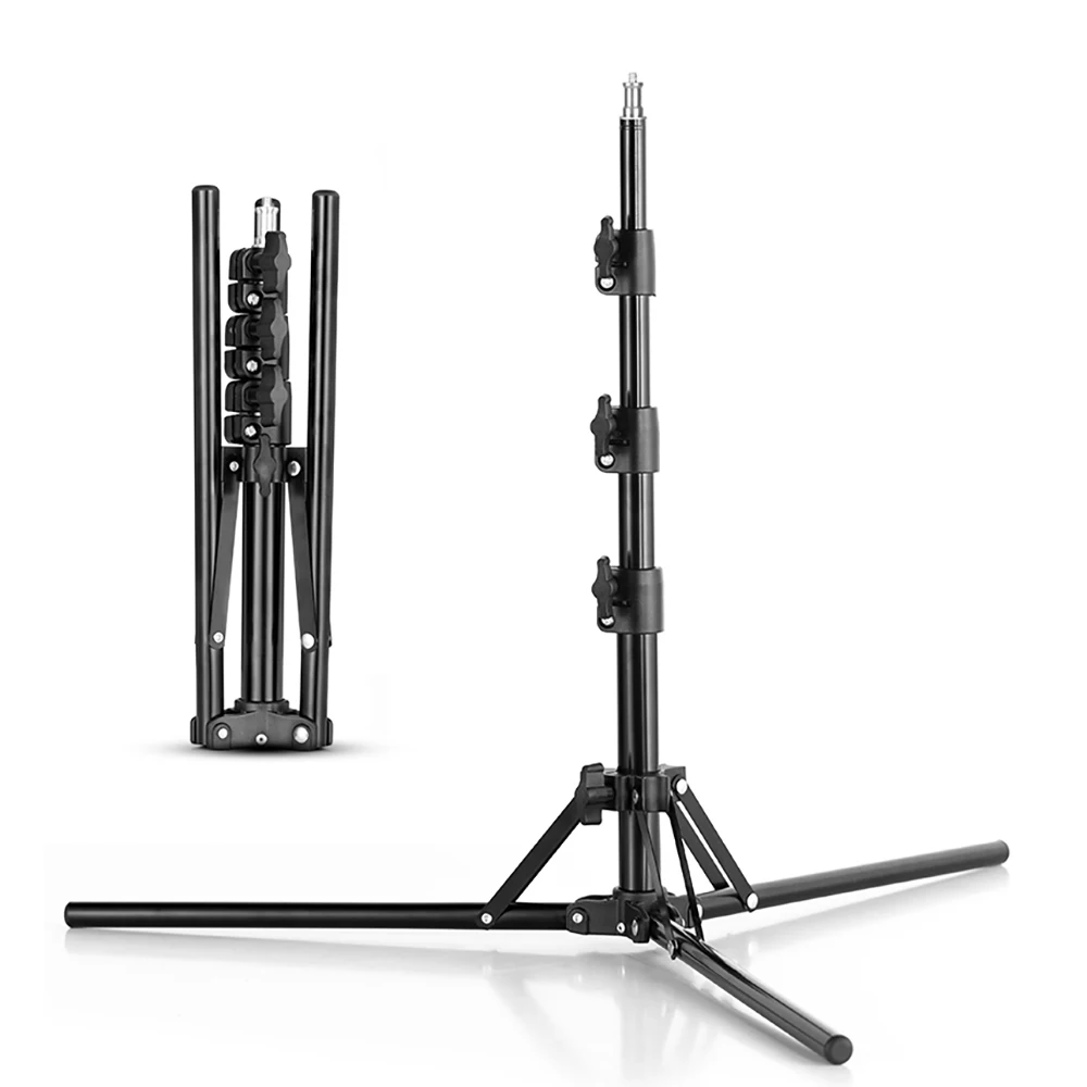Description Picture 2 of itemTENWISH 2 Meters 6.5' Reversible Leg Light Stand Compact Portable Tripod for Photographic Studio Ring Lamp Youtuber Tiktok Live