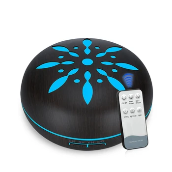 

KAIPUTE 500ml Ultrasonic Air Humidifier Remote Control Aroma Essential Oil Diffuser Wood Grain LED Light Aromatherapy for home