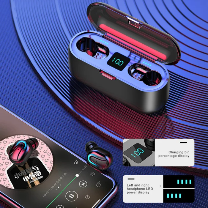 Bluetooth 5,0 наушники беспроводной светодиодный водонепроницаемый стерео портативный для спорта GDeals
