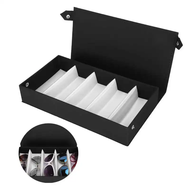5 Grids Eye Glasses Storage Box Protective Eyeglasses Eyewear Sunglasses Display Case Travel Jewelry Organizer Holder