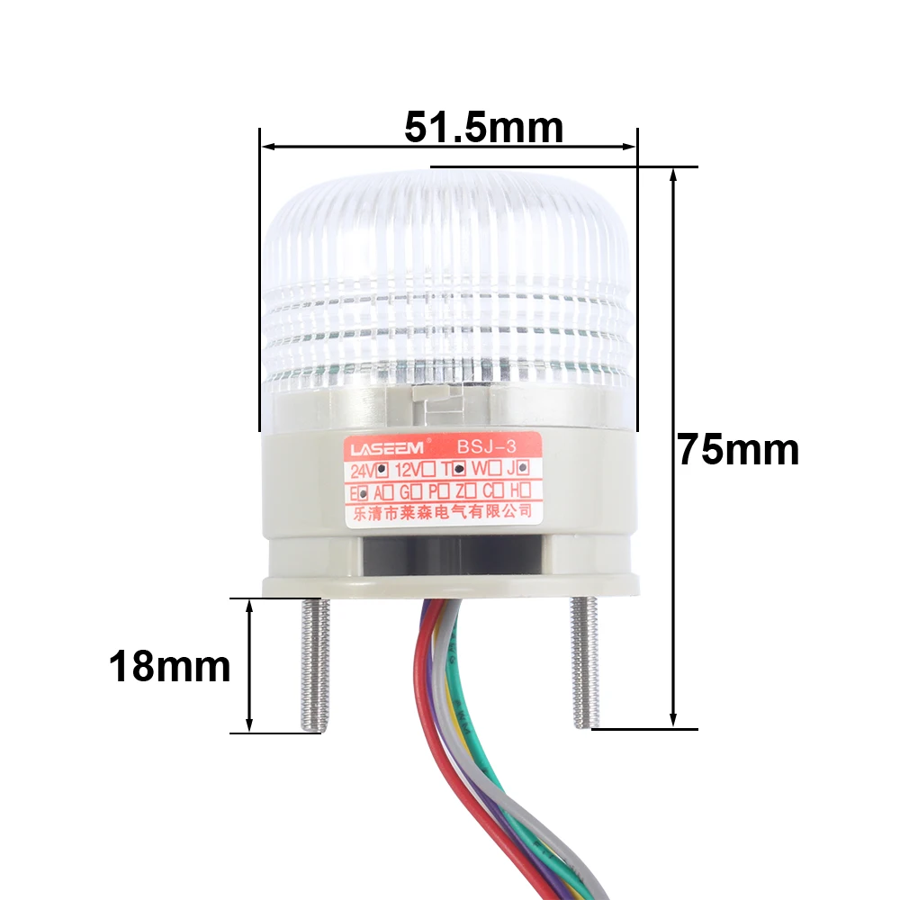 3in1 Alarm Lamp DC12V/24V Signal Warning Light Green Red Yellow Indicator LED Security Alarm Flashing /Steady Light With Buzzer