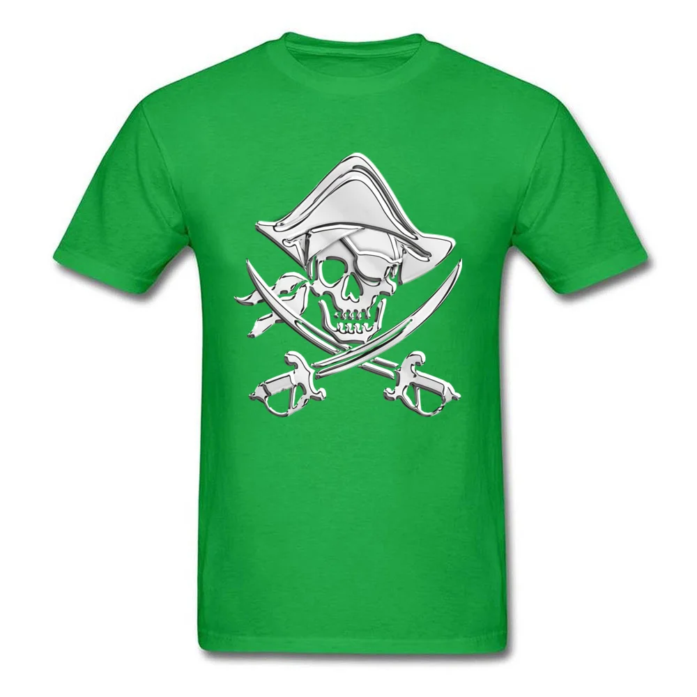 Custom Chrome Like Pirate Crossbones Man Top T-shirts Newest Summer/Autumn Tops & Tees Round Neck 100% Cotton Fabric Tee Shirt Chrome Like Pirate Crossbones green