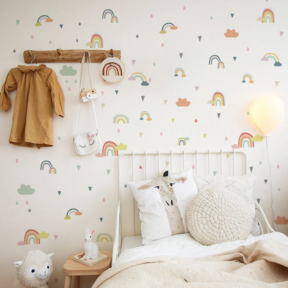 PVC Rainbow Cute Cozy Vinyl Room Decal Wall Art Removable Sticker Kid Kindergarten Bedroom Decor | Дом и сад