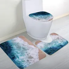 3 шт./компл. волна пляжный стиль ванная комната дверь нескользящий коврик для туалета туалет украшение ковер набор