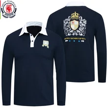 Fredd Marshall, осень, новинка, длинный рукав, рубашка поло, мужская, модная, с вышивкой, рубашка поло, хлопок, повседневная, с принтом, топы поло, 063