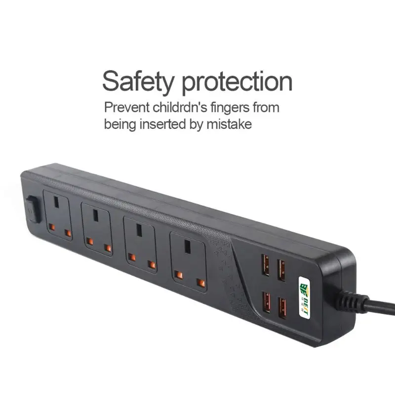 Многофункциональная зарядная станция с 4 выходами переменного тока, 4 usb-порта для зарядки, штепсельная вилка Великобритании для смартфонов, планшетов, офисных отелей