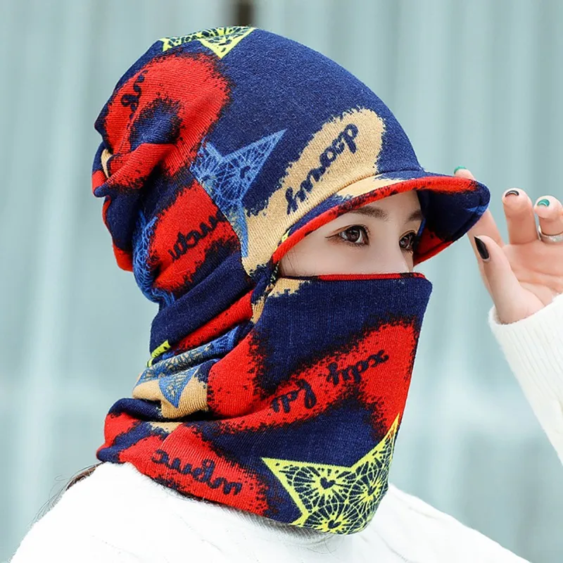 Hat Scarf Women Men Small Brim Cap Neck Warmer Headwear For Winter Cold Weather Colorful Soft Elastic Windproof