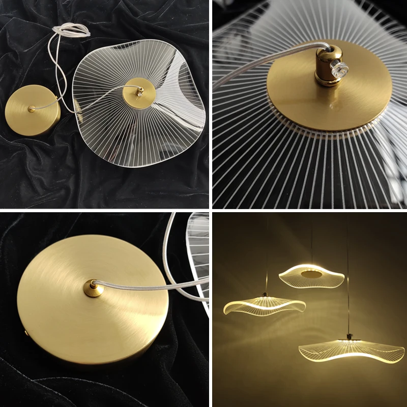 Nordic DesignerTransparent Acrylic Lotus Leaf Chandelier Modern Simple Living Room Bedroom Aisle Decor Lotus Leaf  Lamp