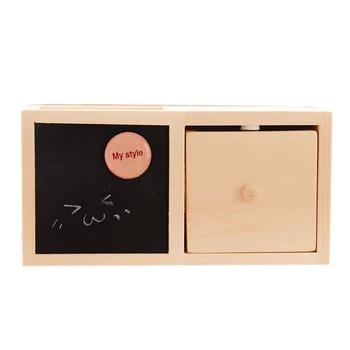 

Wooden Pen Holder Single Layer Drawer Blackboard Containing Office School Rack Supply