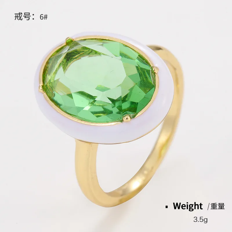 Wedding Finger Ring Irregular Geometric Square Round Colorful Crystal Cubic Zirconia Dripping Oil For Women Jewelry Gifts