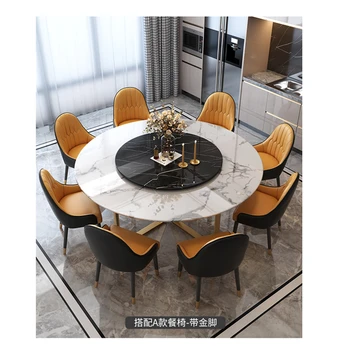 

modern design round shape table Marble dining table and chair