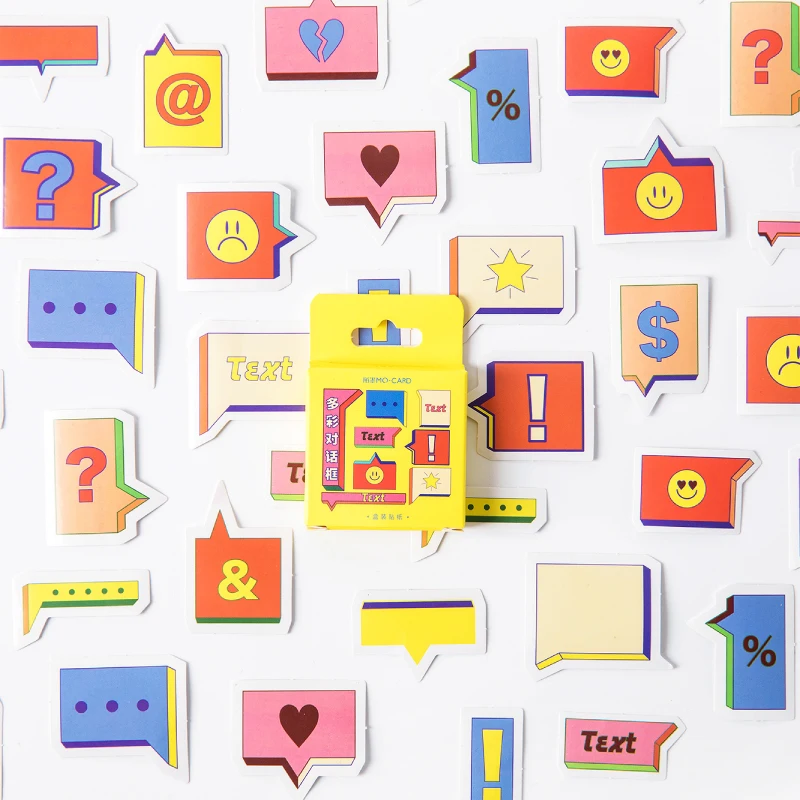

46pcs Text Box Stickers Dialog Symbol Marker Cup Sticker Journal Diary Scrapbook DIY Decorative Adhesive Letter Kids Gift H6854
