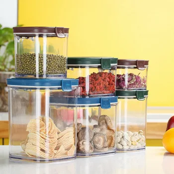 

Creative Superimposed Grain Storage Tank Kitchen Covered Plastic Storage Box Kitchen Supplies Sealed Jar Food Snack